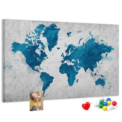 Cork memo board World map