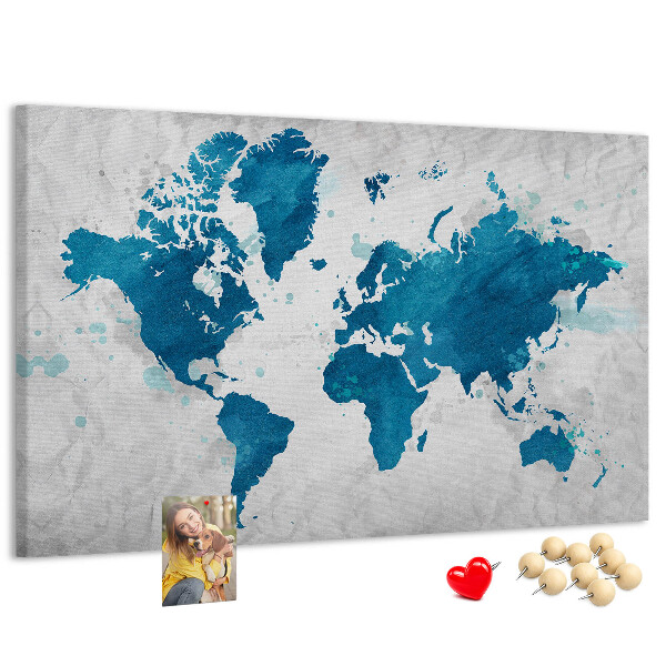 Cork memo board World map