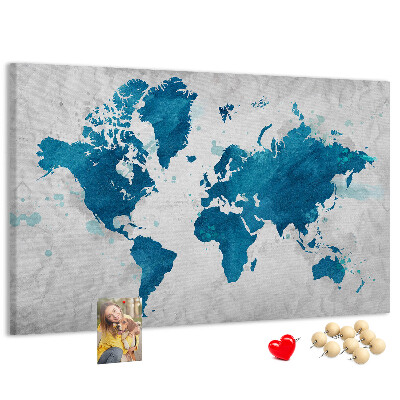 Cork memo board World map