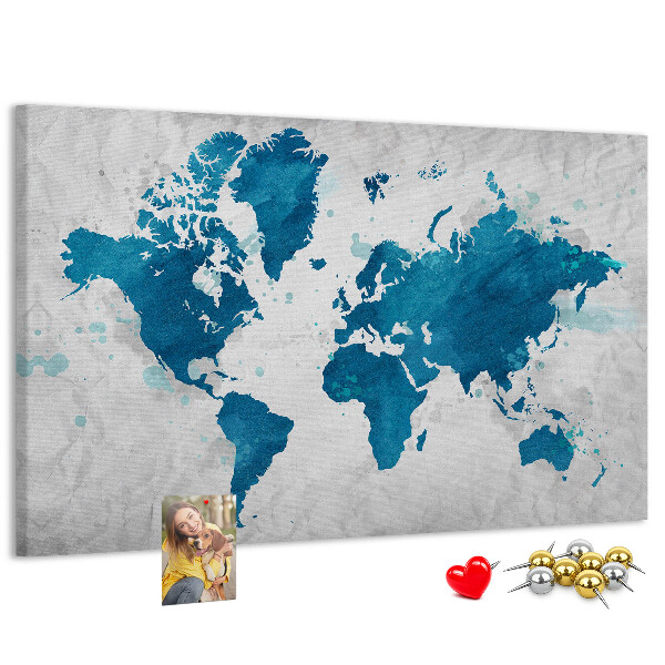 Cork memo board World map