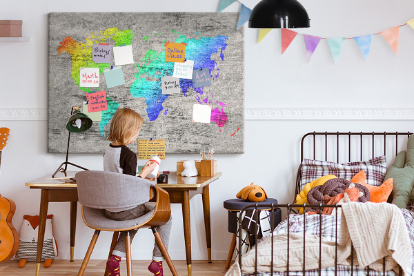 Cork board World map