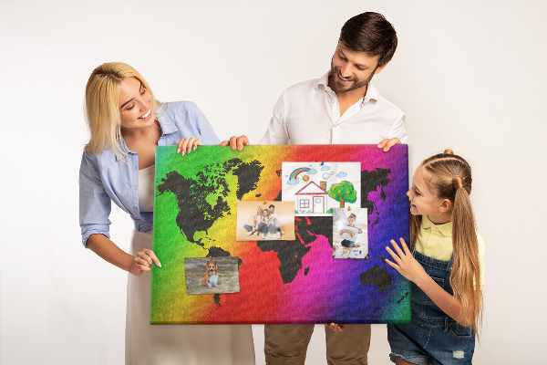 Cork display board World map