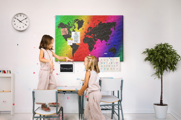 Cork display board World map