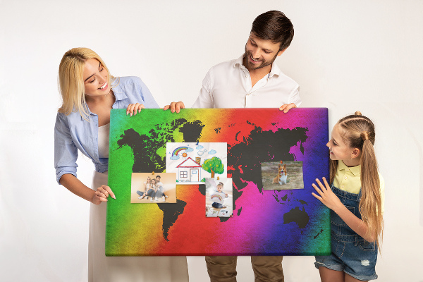 Cork display board World map