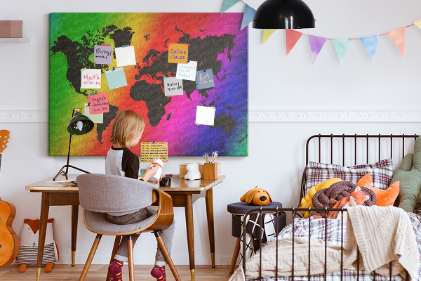 Cork display board World map