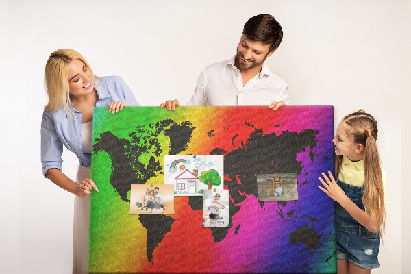 Cork display board World map