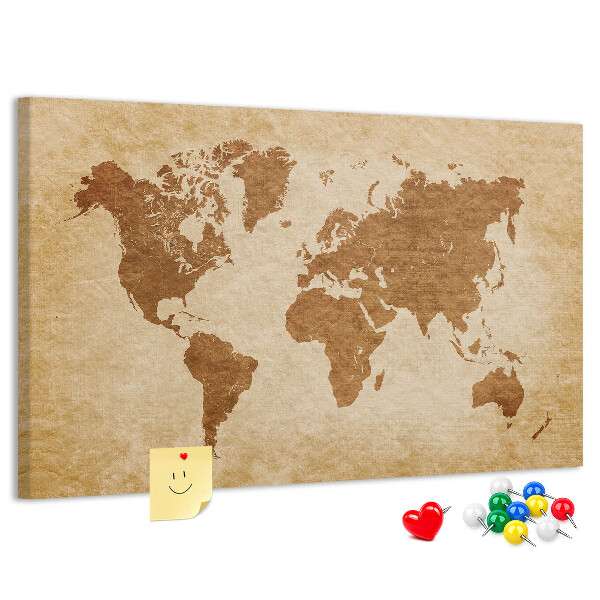 Cork memo board Old-style world map