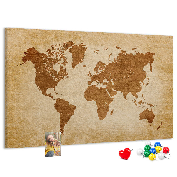 Cork memo board Old-style world map