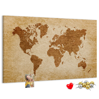 Cork memo board Old-style world map
