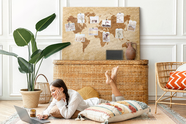 Cork memo board Old-style world map