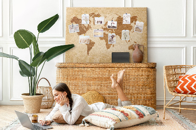 Cork memo board Old-style world map