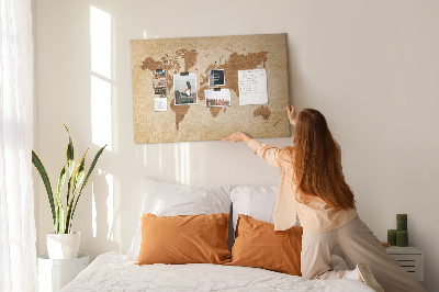 Cork memo board Old-style world map