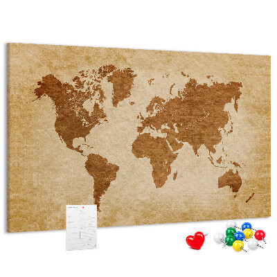 Cork memo board Old-style world map