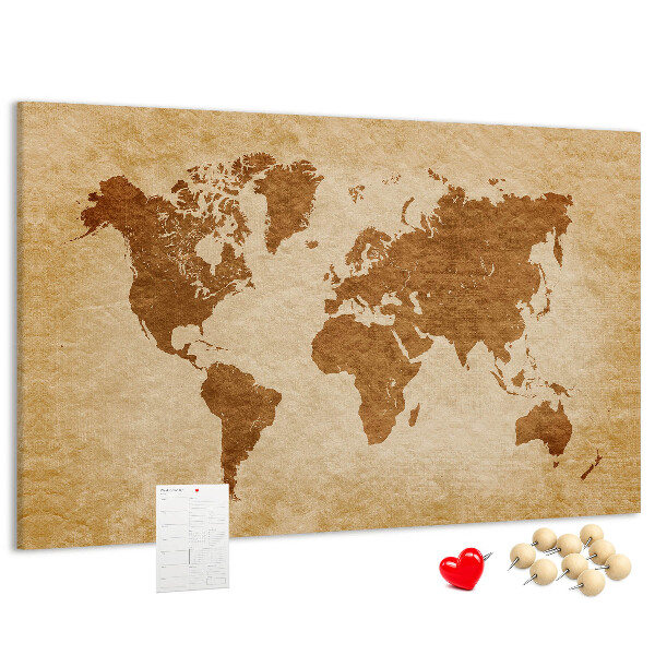 Cork memo board Old-style world map