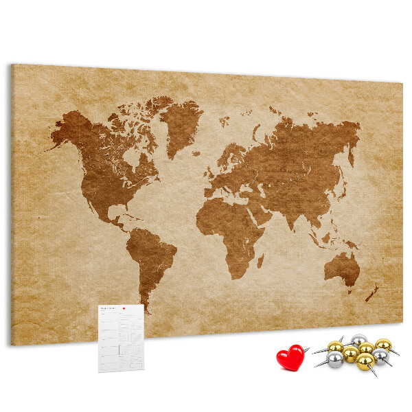 Cork memo board Old-style world map