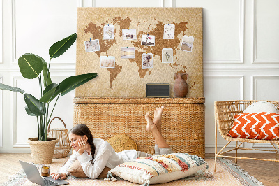 Cork memo board Old-style world map