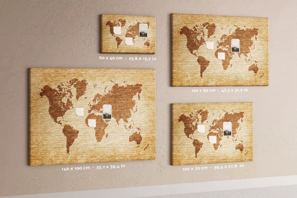 Cork memo board Old-style world map