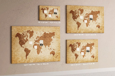 Cork memo board Old-style world map