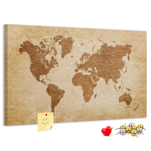 Cork memo board Old-style world map