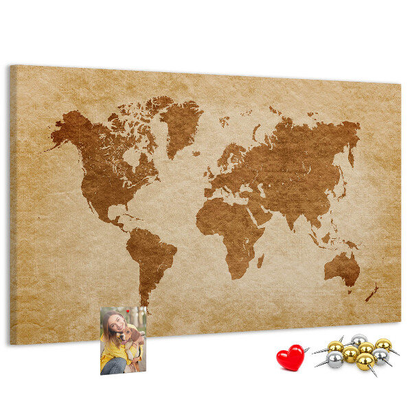 Cork memo board Old-style world map