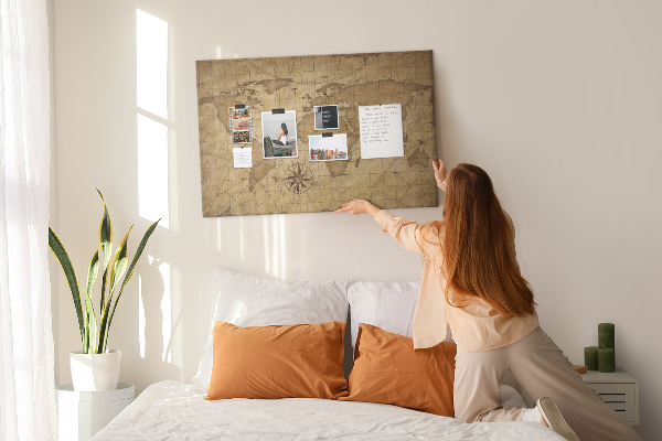 Cork memo board Vintage world map