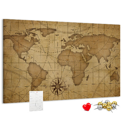 Cork memo board Vintage world map