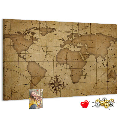 Cork memo board Vintage world map