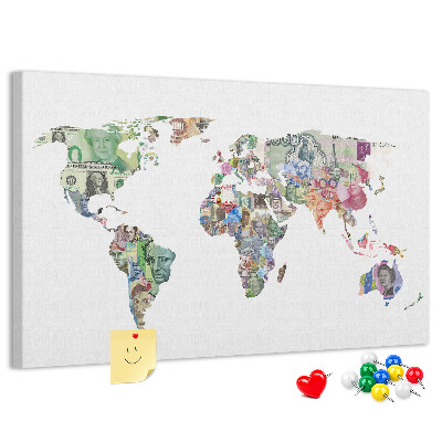 Cork display board World map