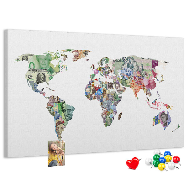 Cork display board World map