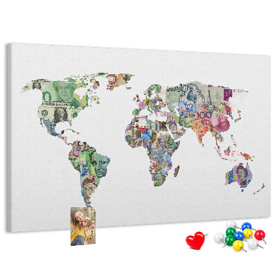 Cork display board World map