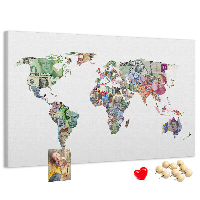 Cork display board World map
