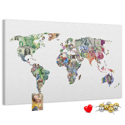 Cork display board World map