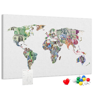 Cork display board World map