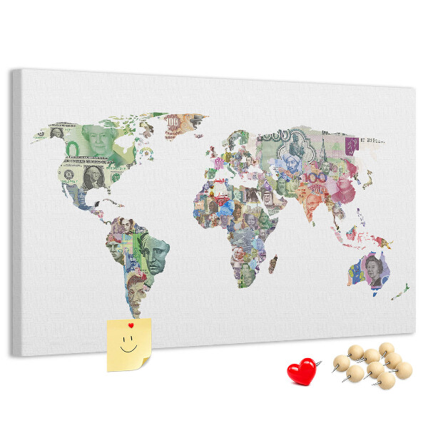 Cork display board World map