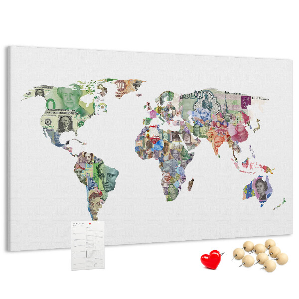 Cork display board World map