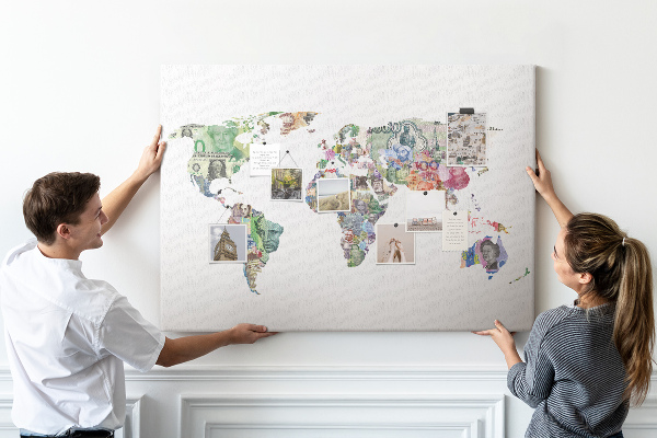 Cork display board World map