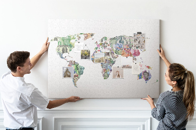 Cork display board World map
