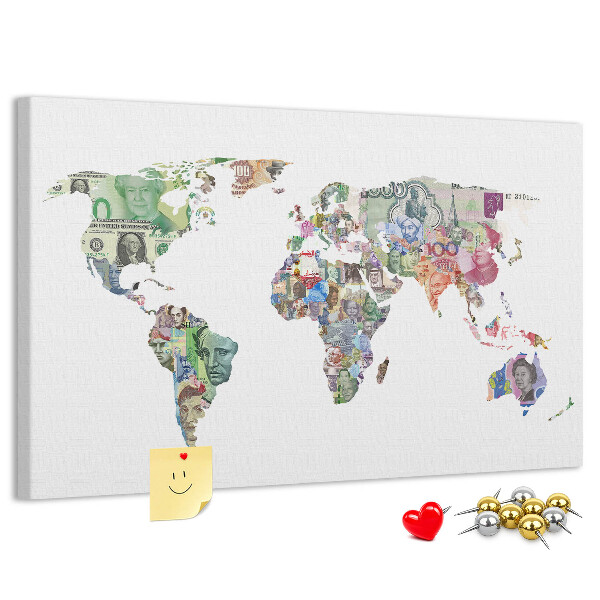 Cork display board World map