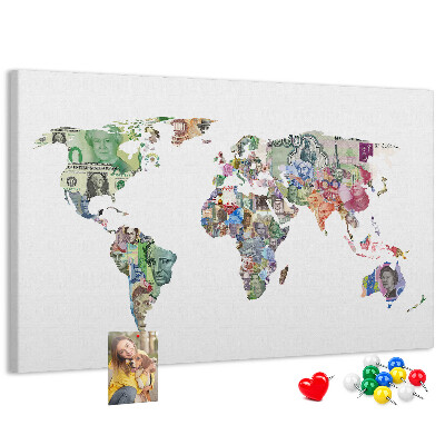 Cork display board World map