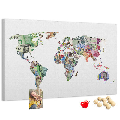 Cork display board World map