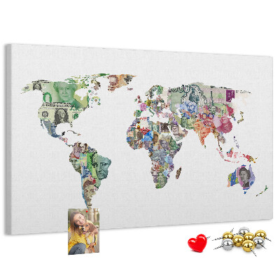 Cork display board World map