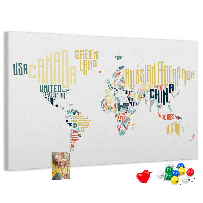 Cork memo board Country names