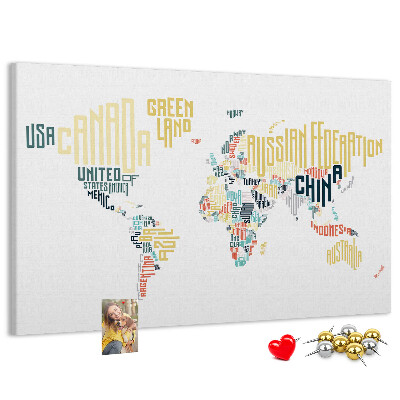 Cork memo board Country names