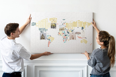 Cork memo board Country names