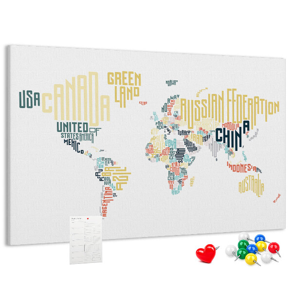 Cork memo board Country names
