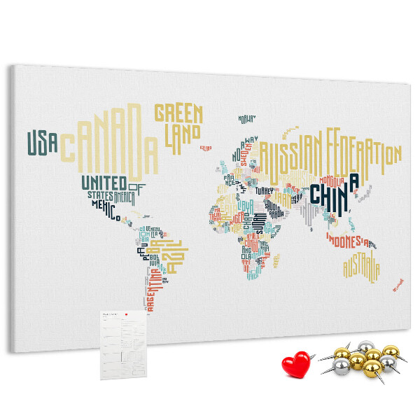 Cork memo board Country names