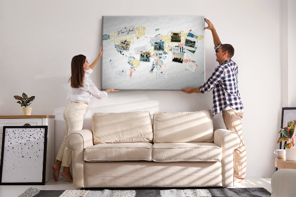 Cork memo board Country names