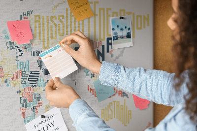 Cork memo board Country names