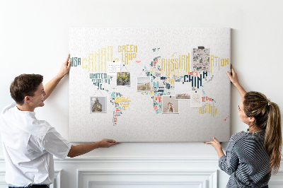 Cork memo board Country names