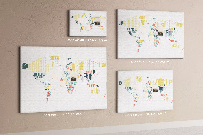 Cork memo board Country names